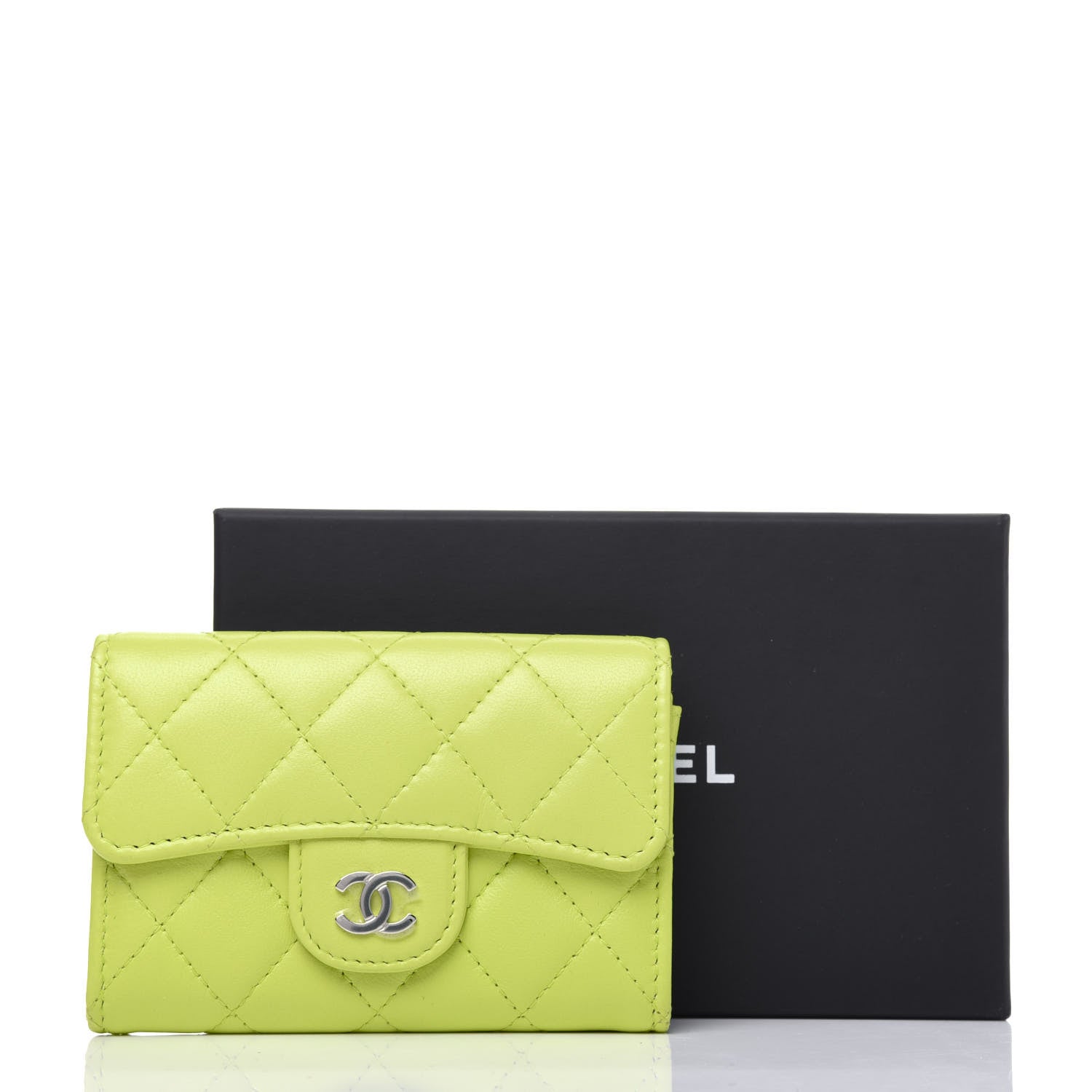 Chanel Lambskin Quilted Flap Card Holder Wallet Yellow 12 of 12