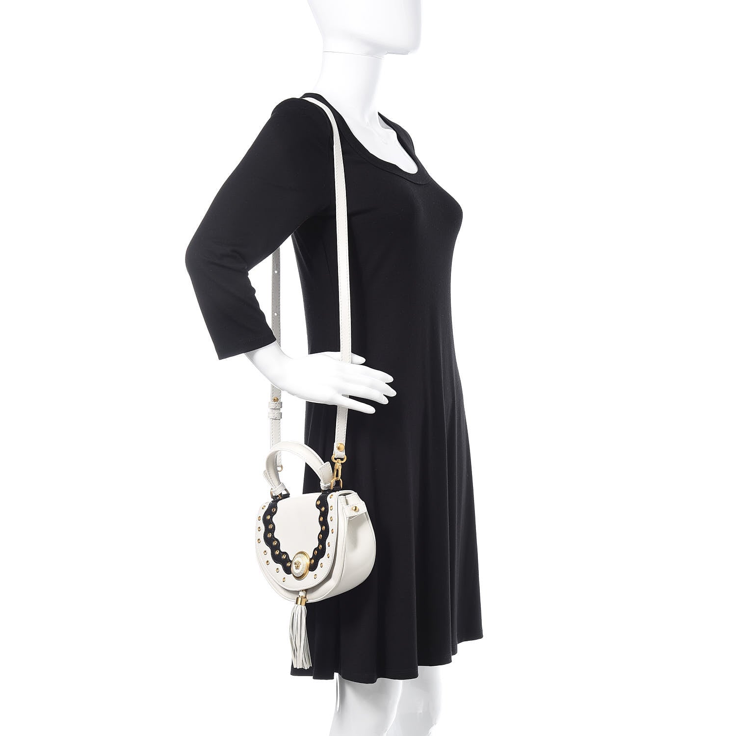 Versace Calfskin Vanitas Crossbody Bag White 2 of 21