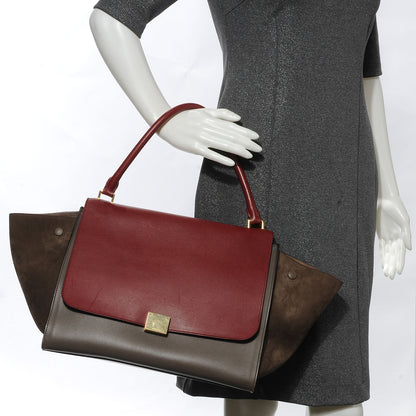 Celine Calfskin and Suede Large Tri-Color Trapeze Granite 2 of 7