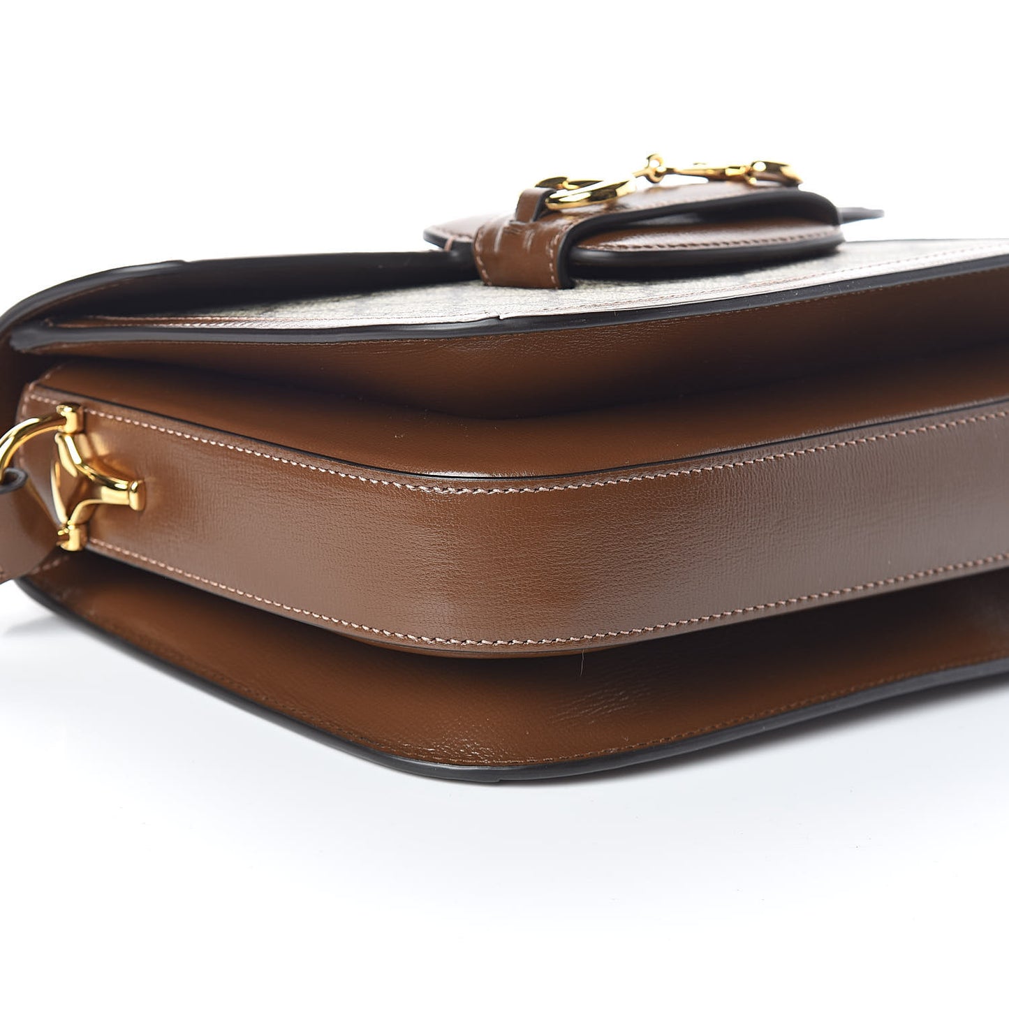 GG Supreme Monogram Horsebit 1955 Shoulder Bag Beige Brown Sugar
