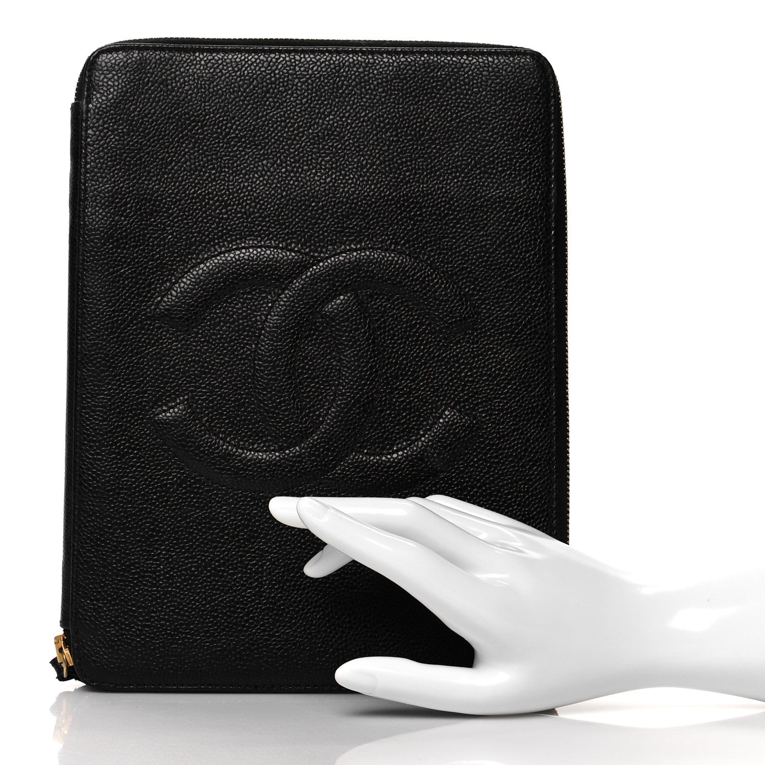 Chanel Caviar CC Zip Around Notebook Agenda Cover Black 2 of 12