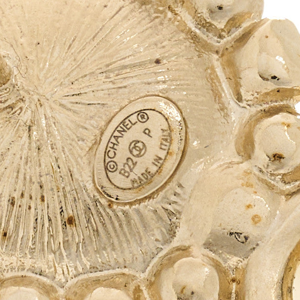 Crystal Pearl CC Drop Earrings Gold White Black