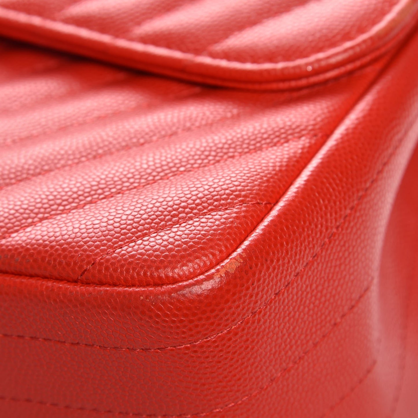 Caviar Chevron Quilted Jumbo Double Flap Red