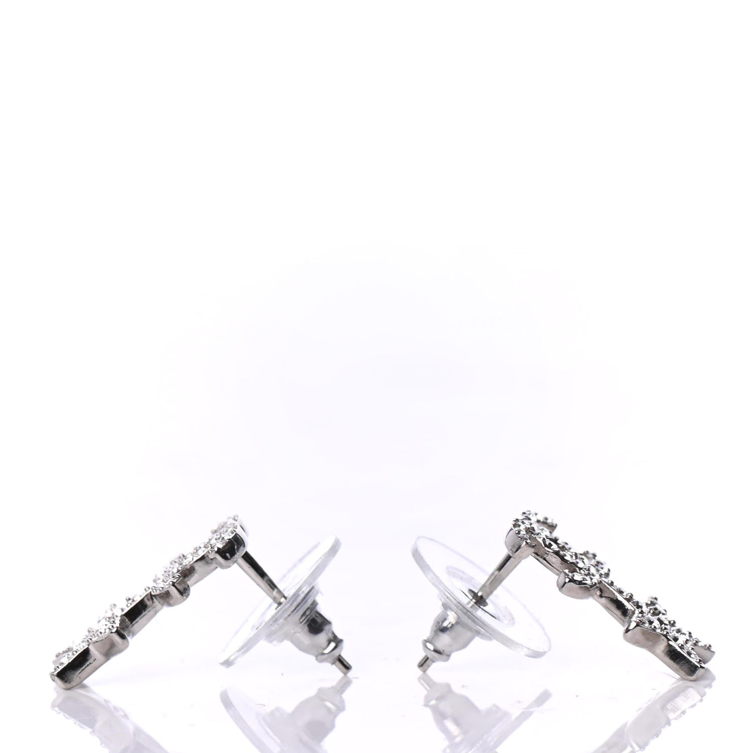 Chanel Crystal CC Star Earrings Silver 3 of 5
