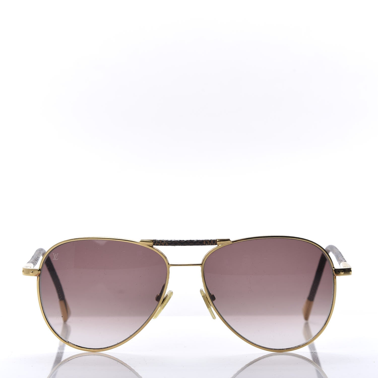 Louis Vuitton Damier Ebene Conspiration Pilote Aviator Sunglasses Z0202U Gold 3 of 8
