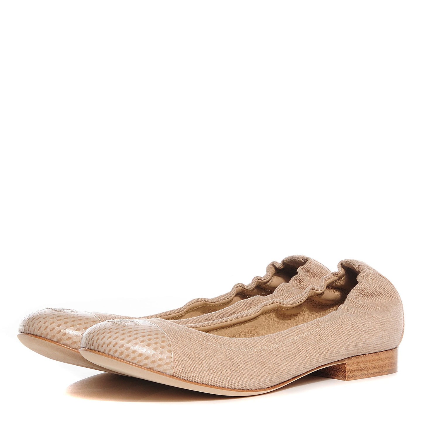 Toile Snakeskin Cap Toe CC Ballerina Flats 37 Dark Beige