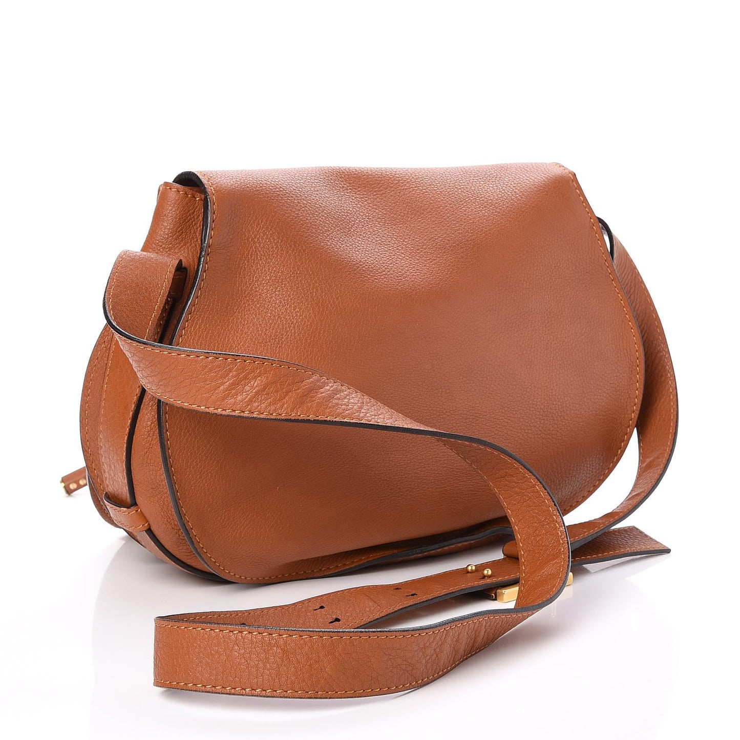 Calfskin Medium Marcie Round Crossbody Bag Tan