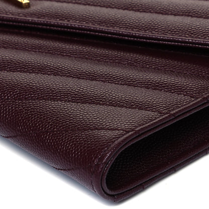 Saint Laurent Grain De Poudre Matelasse Chevron Monogram Envelope Clutch Rouge Legion 10 of 11
