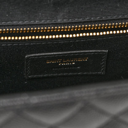 Saint Laurent Grain De Poudre Textured Mixed Matelasse Large Triquilt Monogram Satchel Black 6 of 10