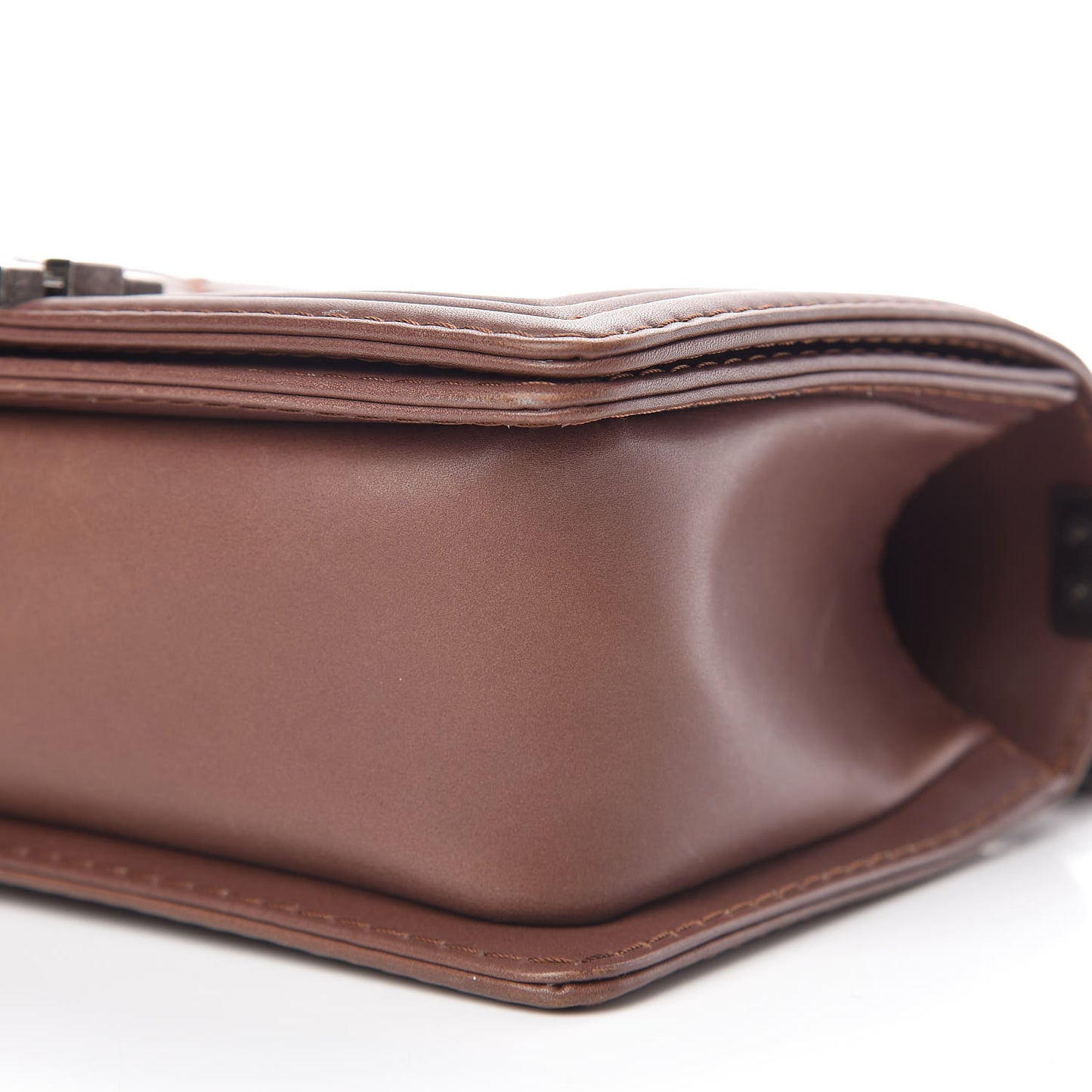 Calfskin Stitched Medium Boy Flap Brown