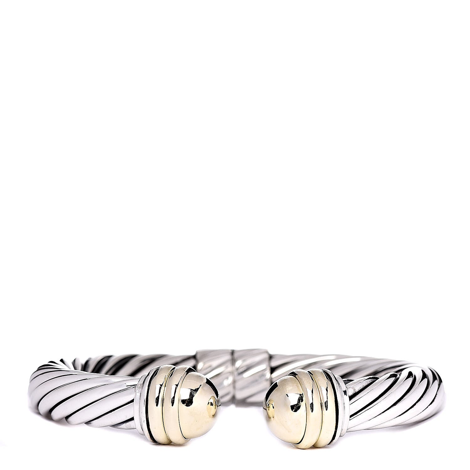 David Yurman Sterling Silver 14K Yellow Gold 10mm Cable Classics Bracelet 1 of 5