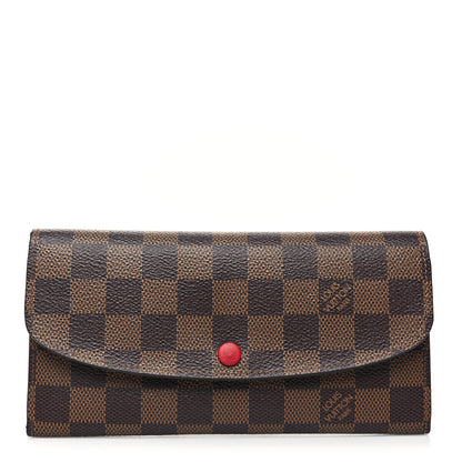 Louis Vuitton Damier Ebene Emilie Wallet Red 1 of 10