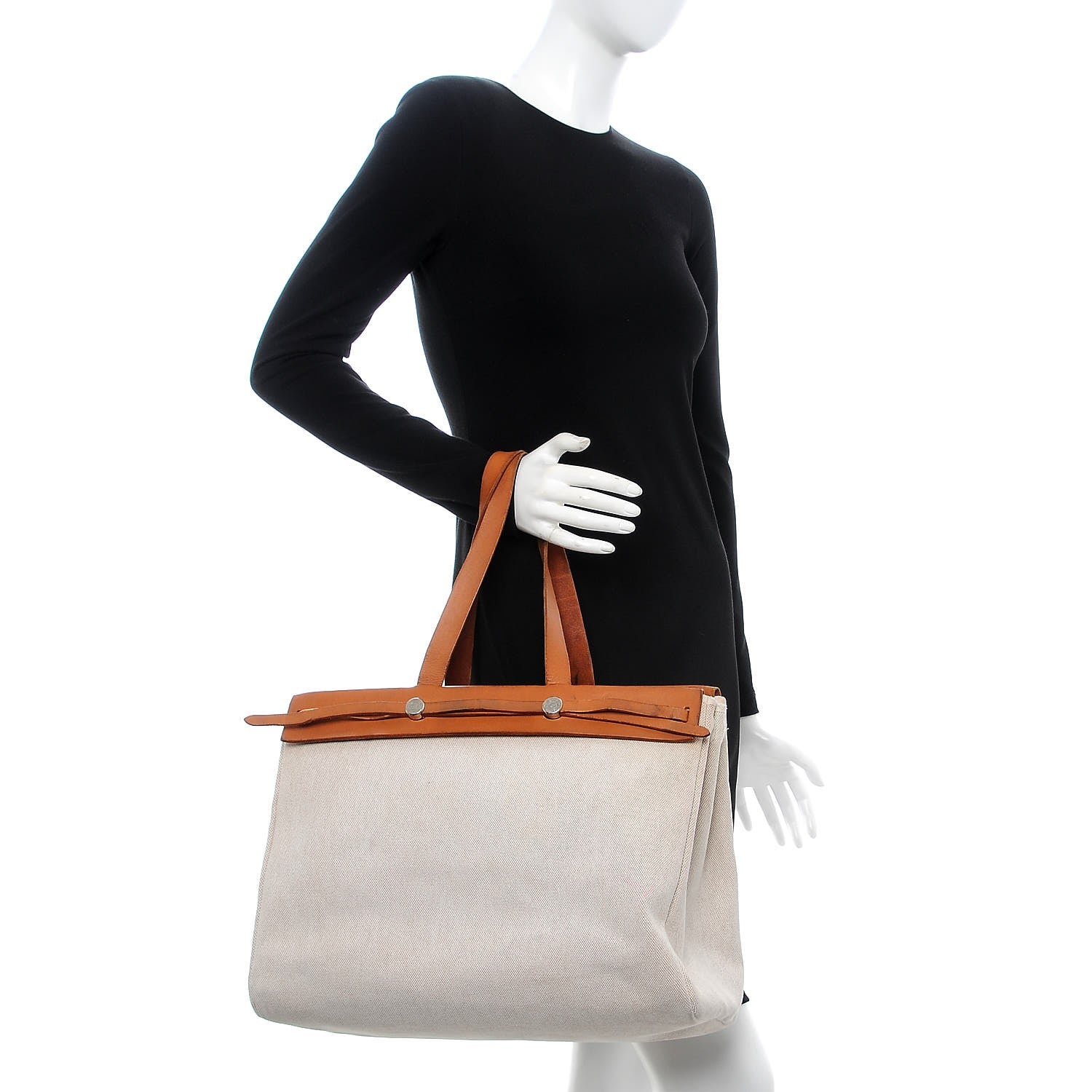 Hermes Toile Vache Hunter Herbag Cabas MM Natural 2 of 19