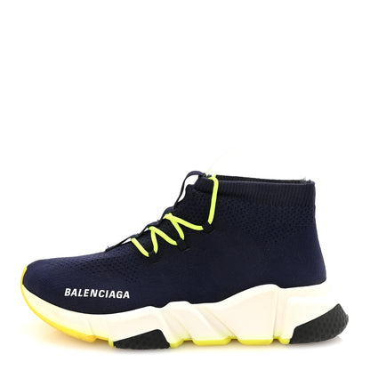 Balenciaga Sweatshirt Knit Womens Speed Lace Up Sneakers 37 Navy 1 of 10