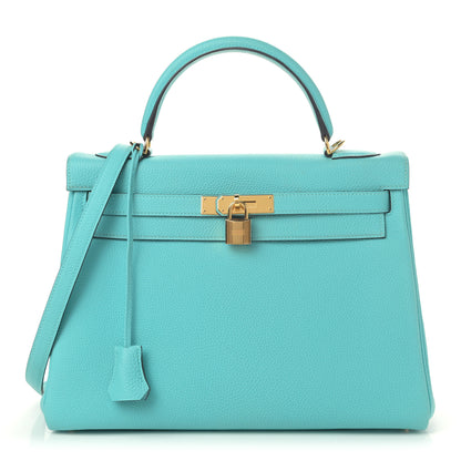 Hermes Togo Kelly Retourne 32 Bleu Atoll 1 of 11