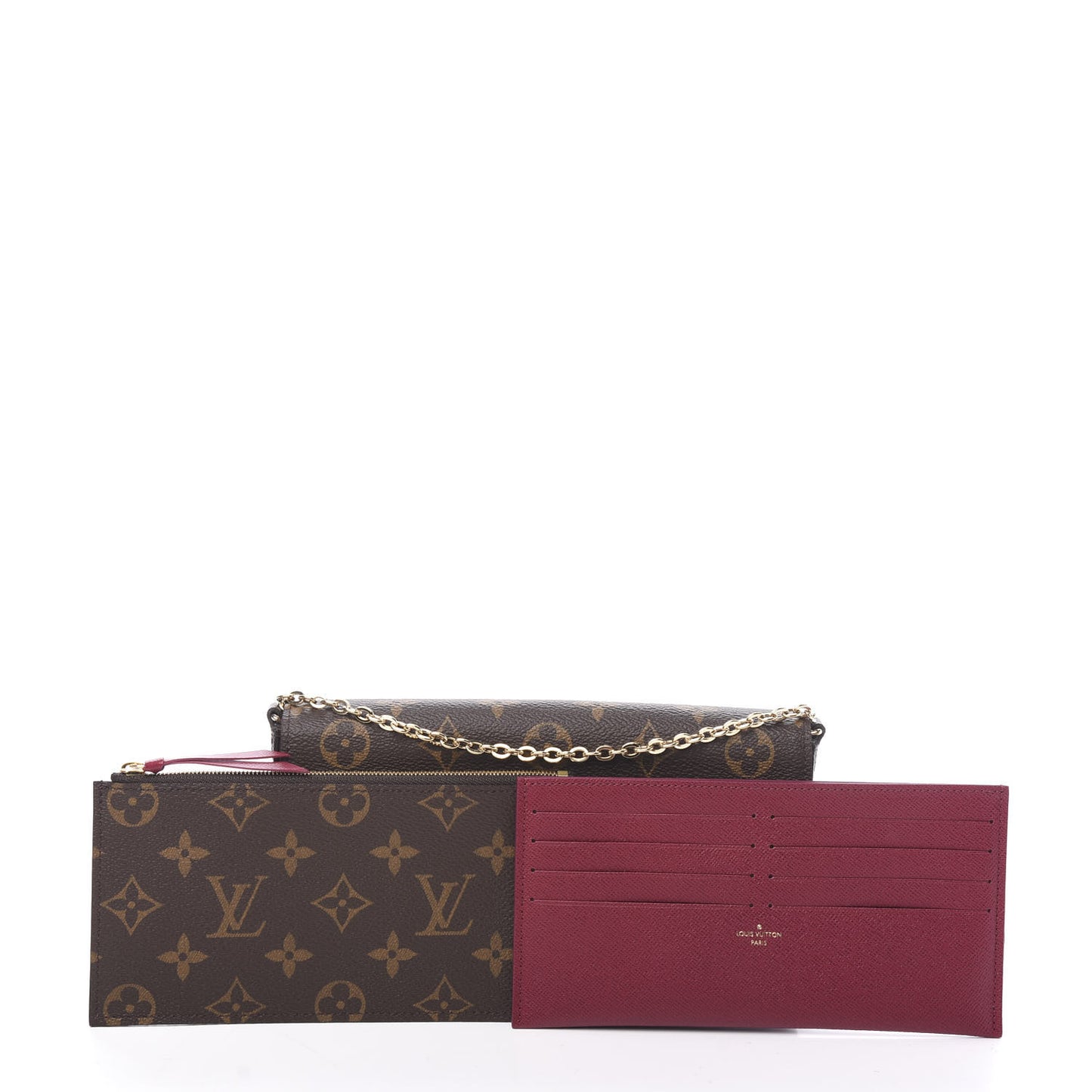 Monogram Pochette Felicie Chain Wallet Fuchsia