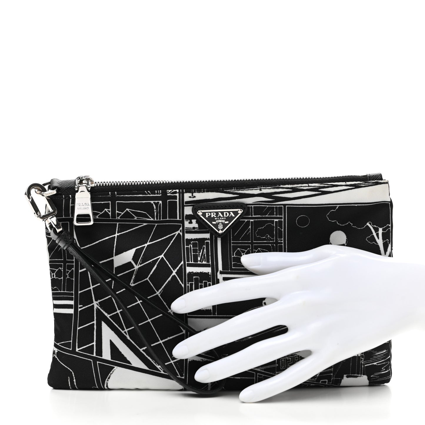 X JAMES JEAN Tessuto Nylon Print Pouch Black White