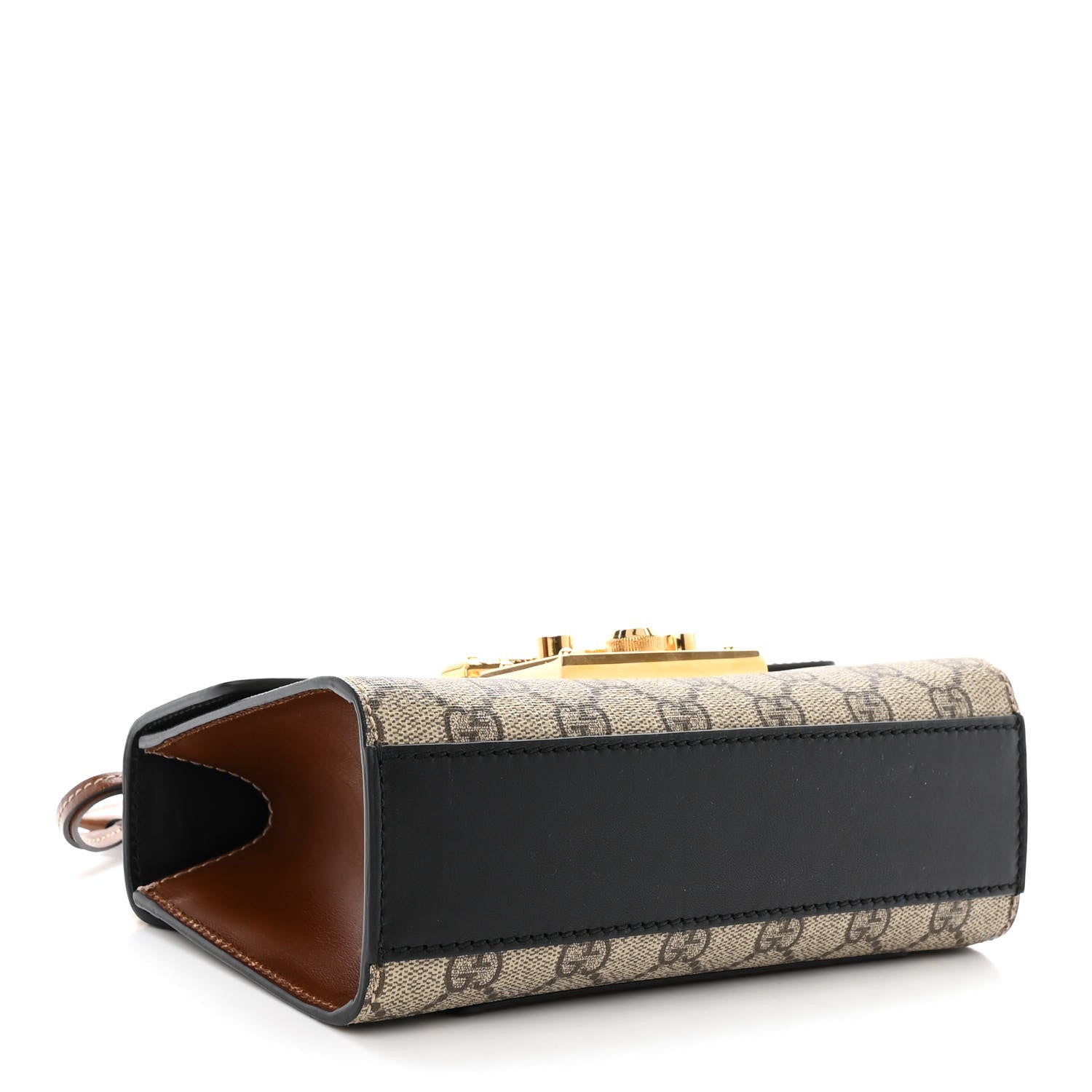 Gucci GG Supreme Monogram Calfskin Small Padlock Shoulder Bag Beige Black Cuir 4 of 15