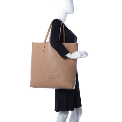 Burberry Calfskin Embossed Crest Large Tote Light Camel 2 of 8
