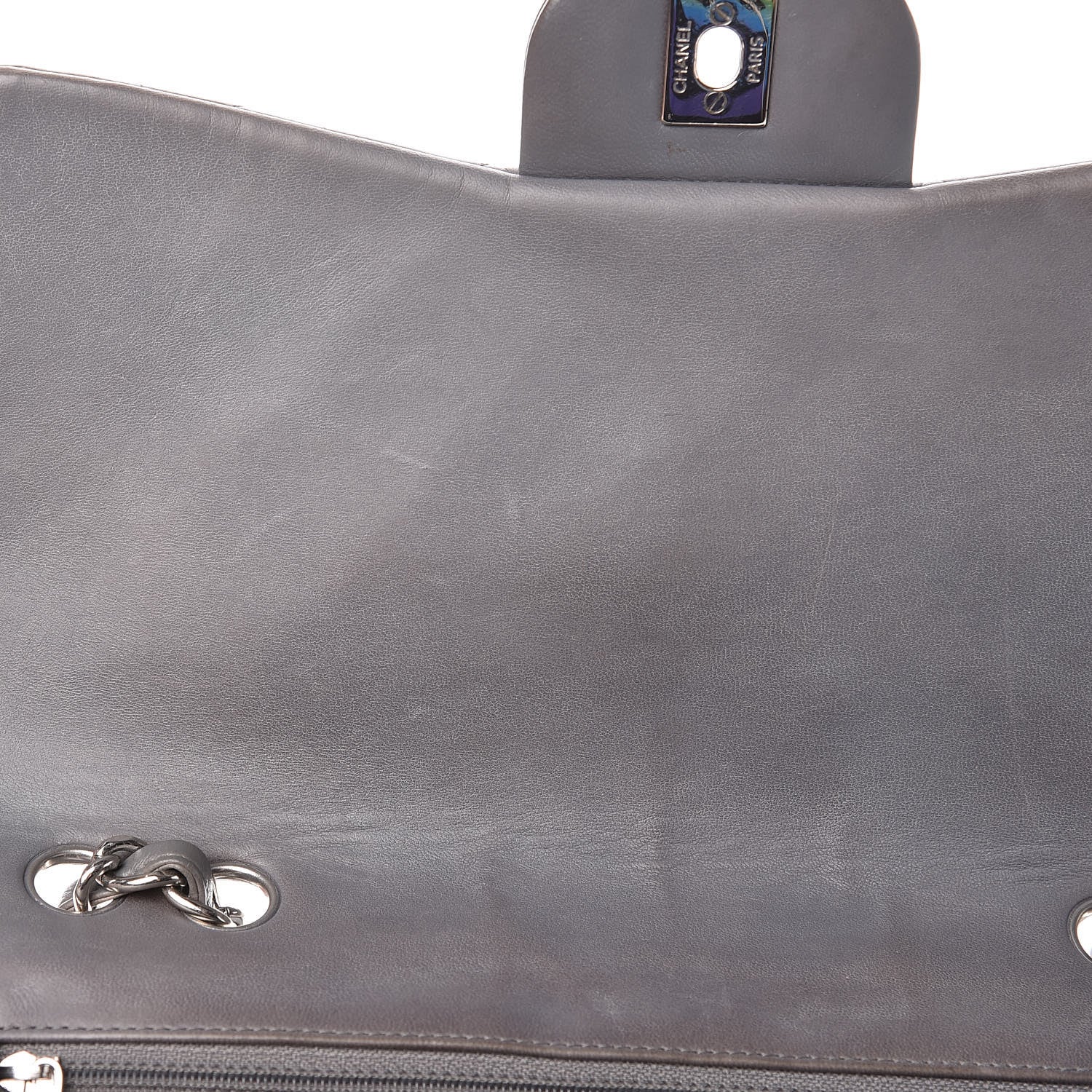 Chanel Lambskin Quilted Jumbo Single Flap Grey 10 of 20