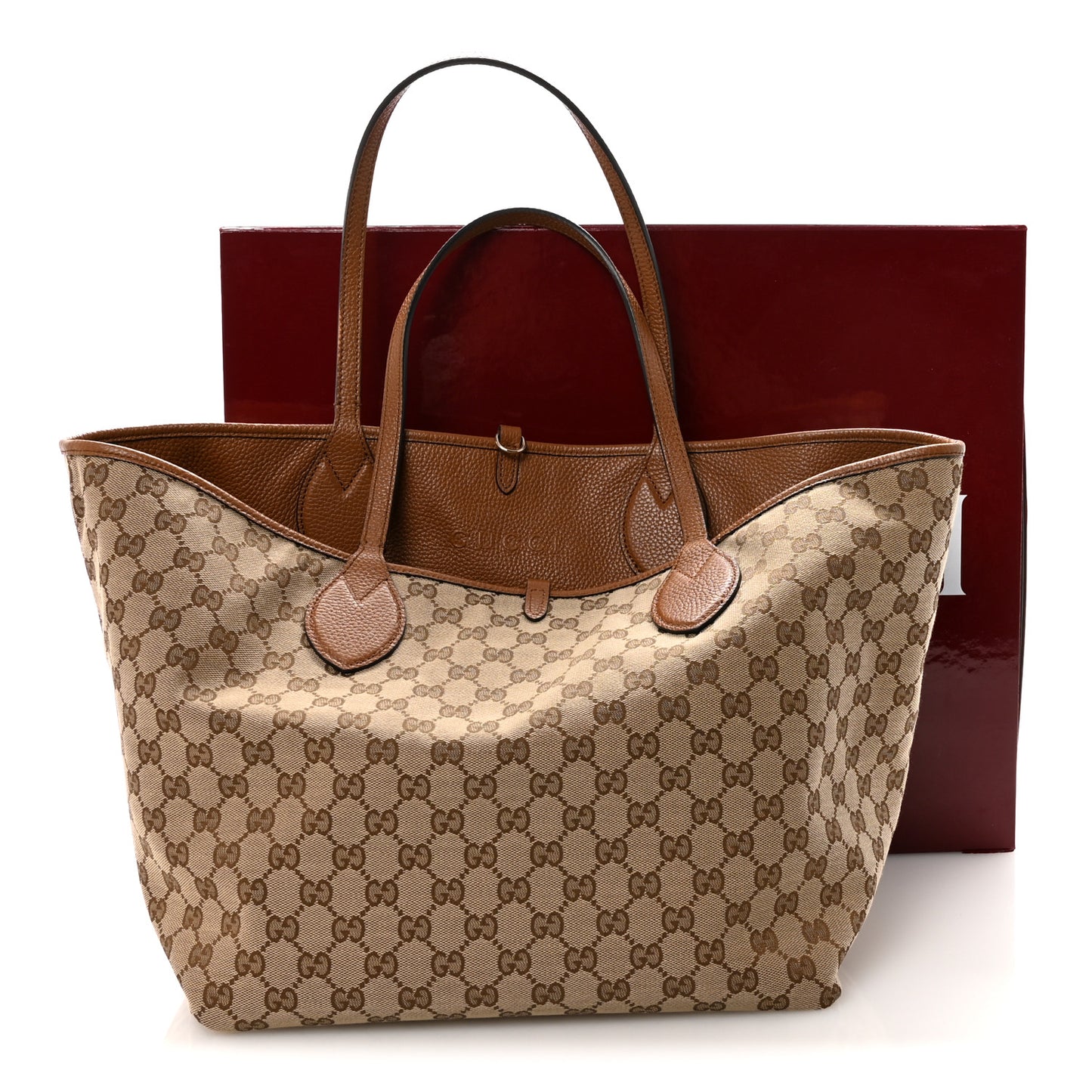 Grained Calfskin Monogram Large Totissima Reversible Tote Brown