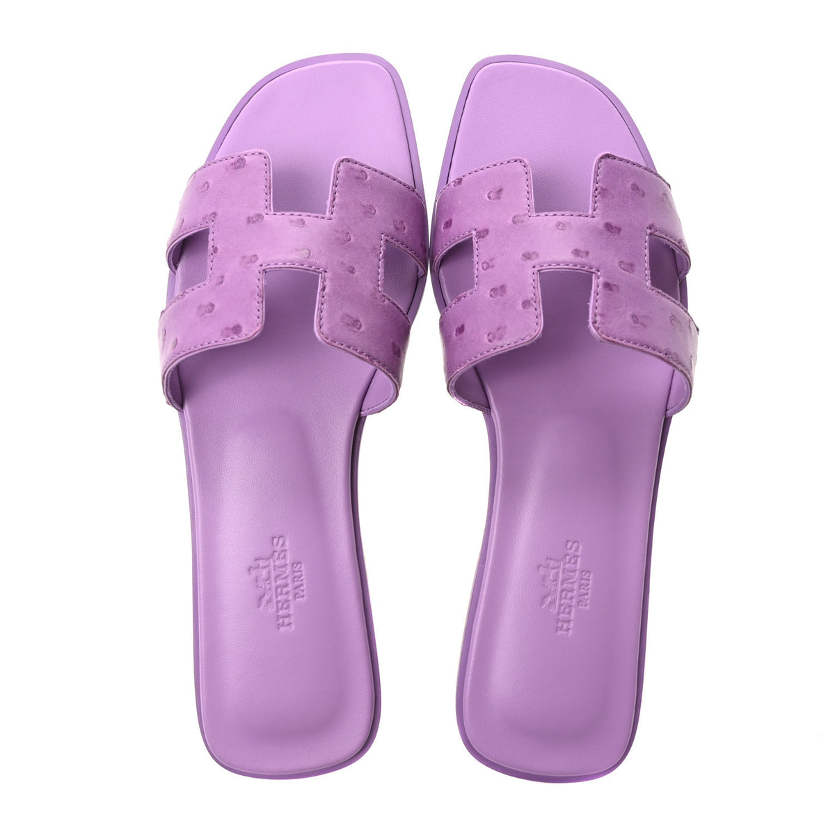 Hermes Ostrich Oran Sandals 37 Violet 2 of 10