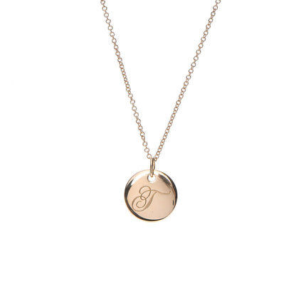 Tiffany 18K Yellow Gold Notes Letter T Disc Charm Necklace 4 of 8