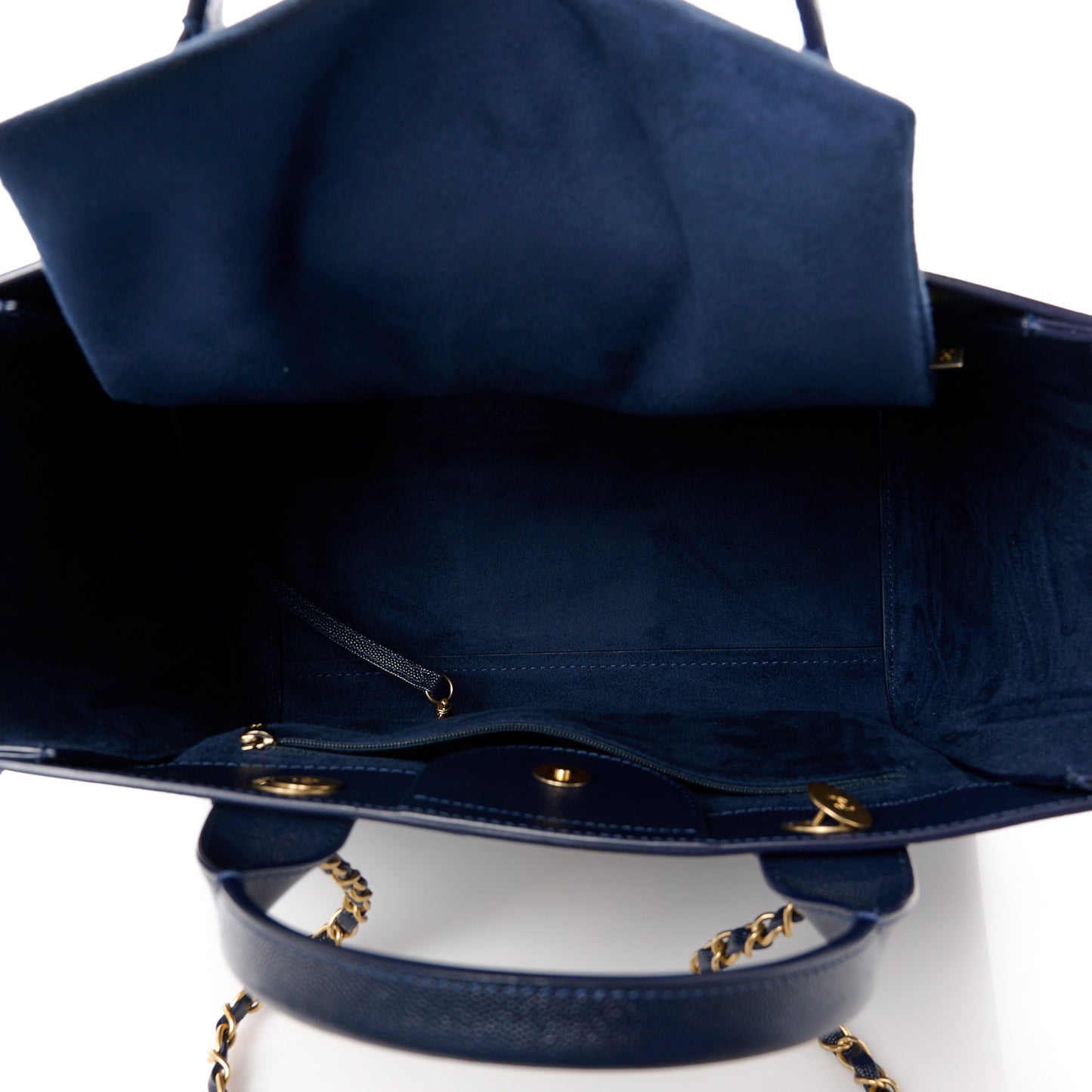 Caviar Small Studded Deauville Tote Navy