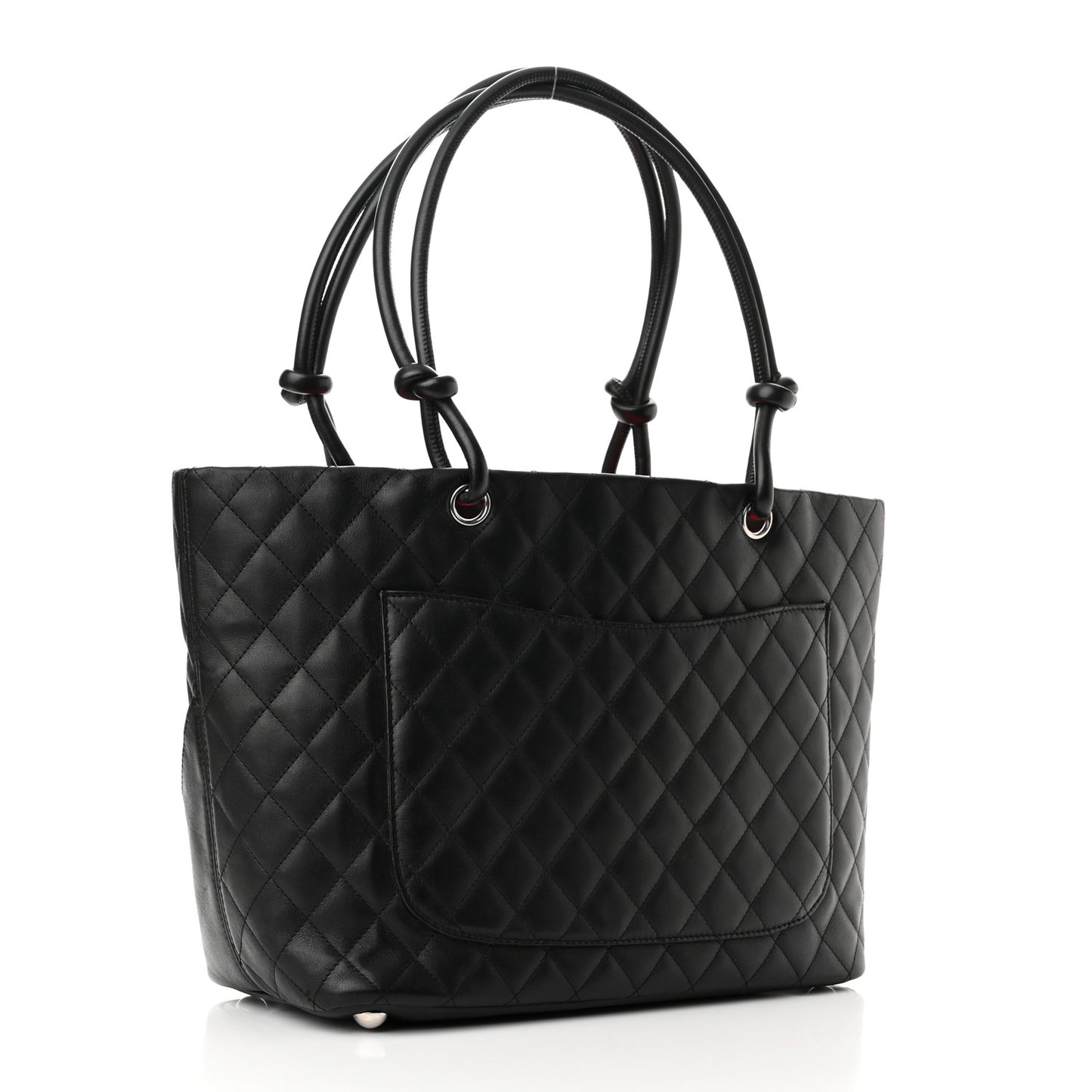 Calfskin Quilted Large Cambon Tote Black