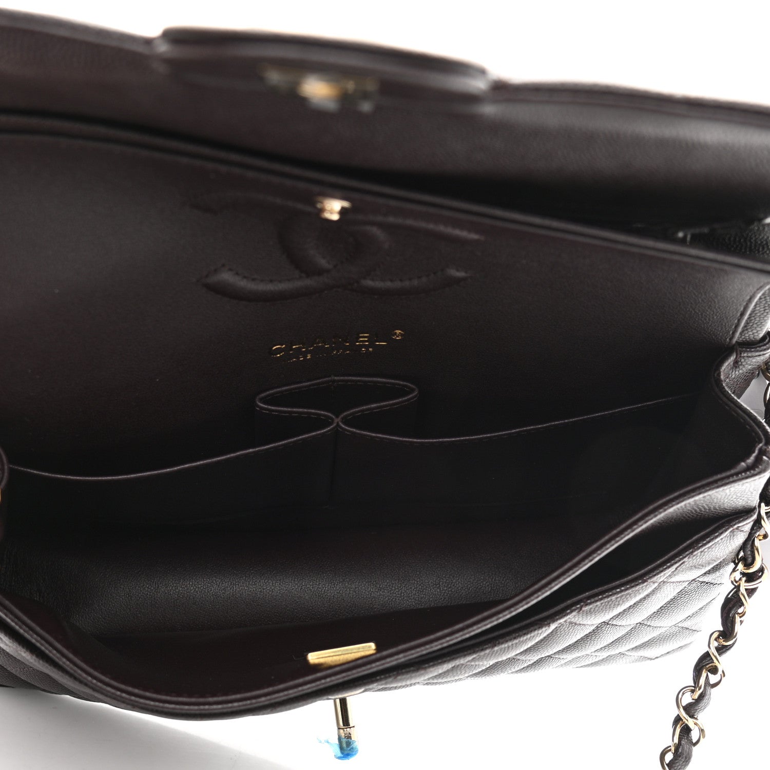 Chanel Caviar Quilted Medium Double Flap Dark Brown 4 of 9
