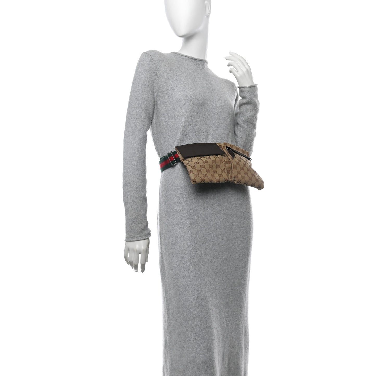 GG Monogram Double Pocket Belt Bag Dark Brown