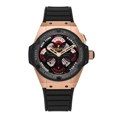 Hublot 18K Rose Gold Ceramic Rubber 48mm Big Bang King Power GMT Worldtime Automatic Watch Black 771.OM.1170.RX 1 of 4