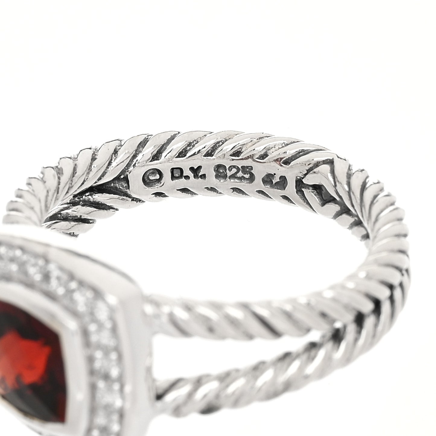 Sterling Silver Diamond Garnet 7mm Petite Albion Ring 52 6