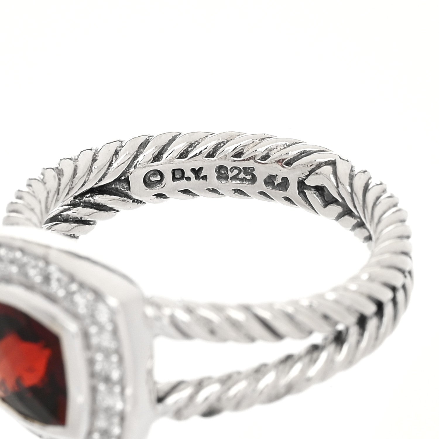 David Yurman Sterling Silver Diamond Garnet 7mm Petite Albion Ring 52 6 5 of 5