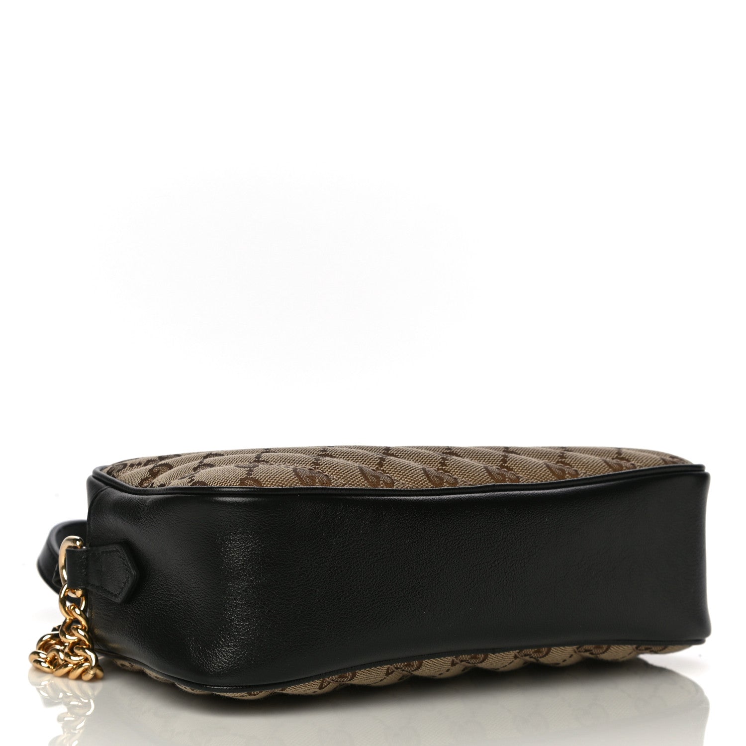 Gucci Monogram Matelasse Diagonal Small GG Marmont Chain Shoulder Bag Beige Black 4 of 12