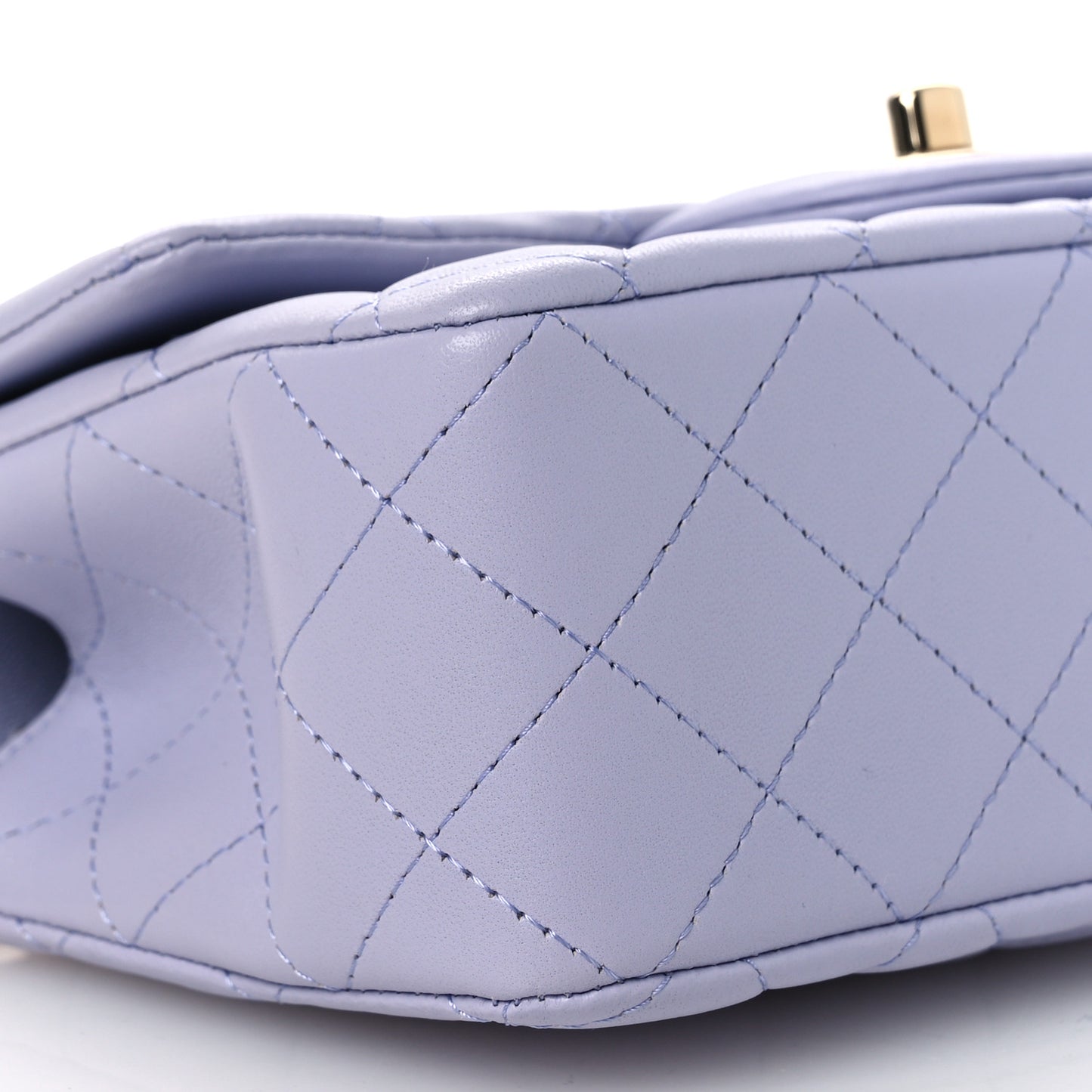 Lambskin Quilted Mini Top Handle Rectangular Flap Light Purple
