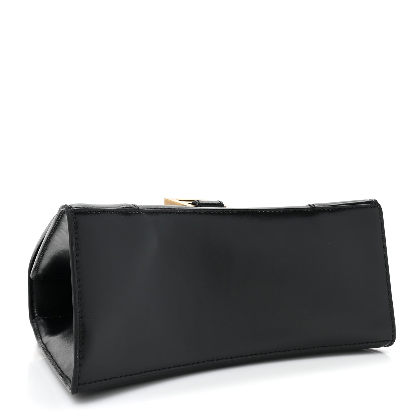 Shiny Box Calfskin Small Hourglass Top Handle Bag Black