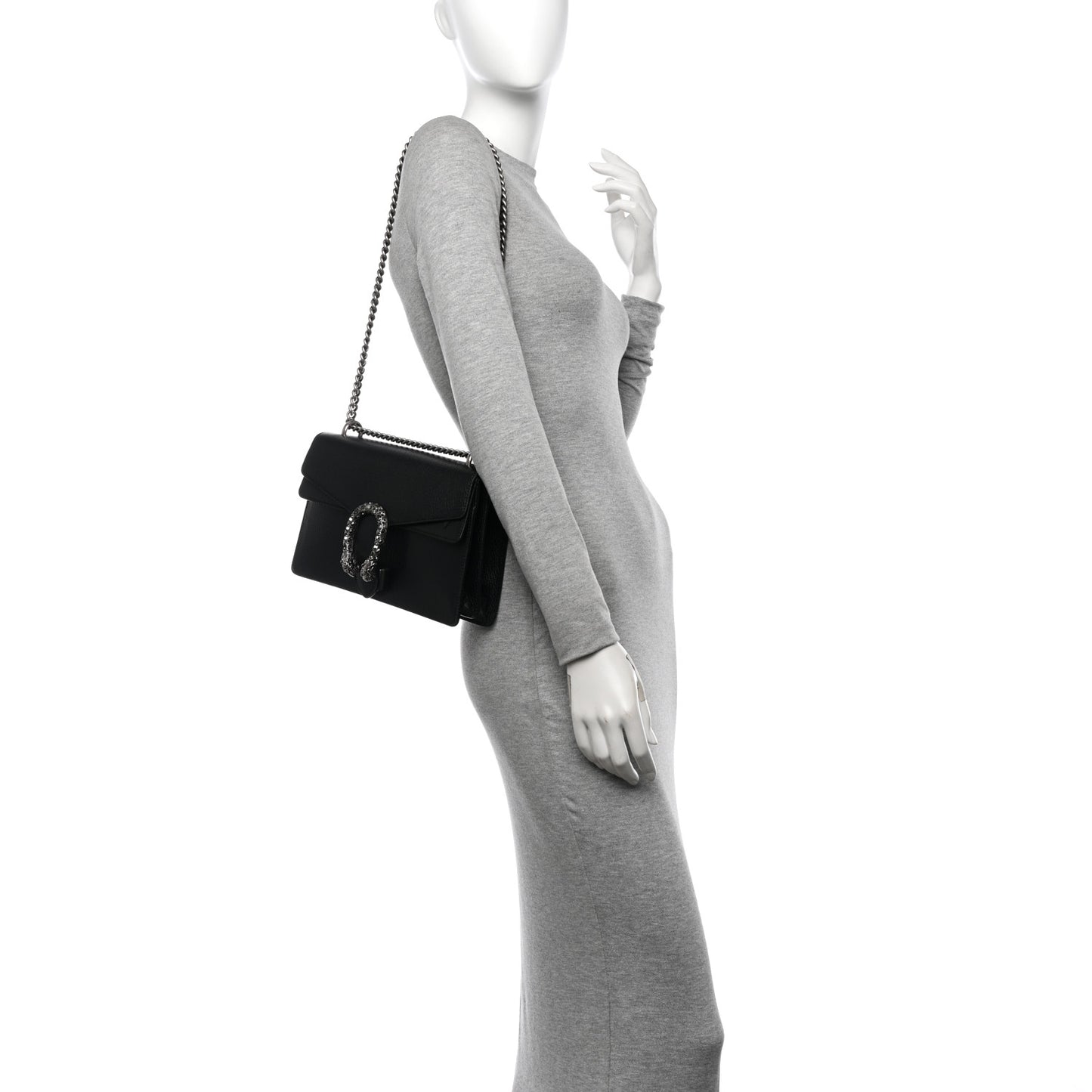 Pebbled Calfskin Small Dionysus Shoulder Bag Black