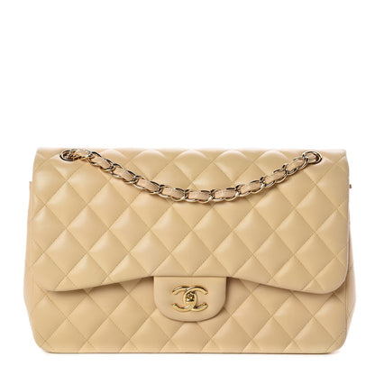 Chanel Lambskin Quilted Jumbo Double Flap Light Beige 1 of 9