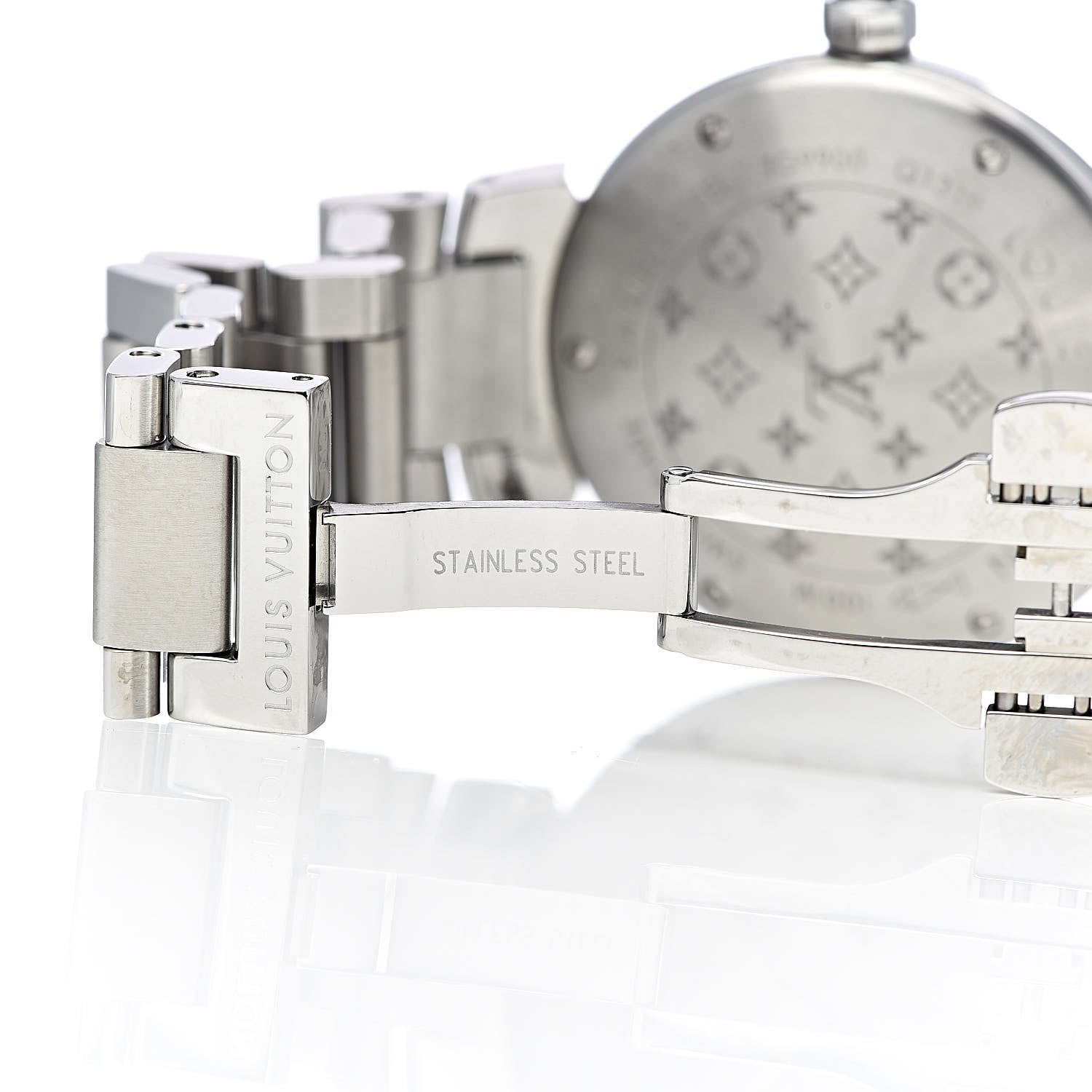 Louis Vuitton Stainless Steel Diamond 34mm Tambour Quartz Watch Black 6 of 8