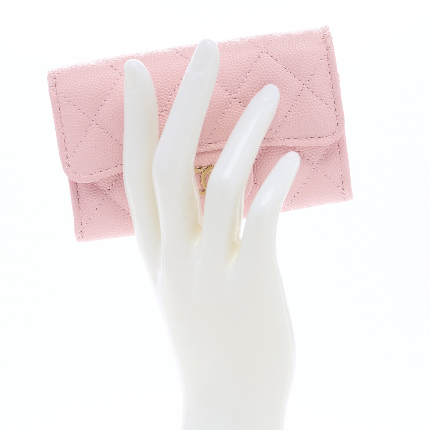 Chanel Caviar Quilted Flap Card Holder Wallet Light Pink 2 of 8