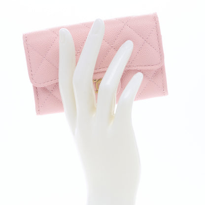 Chanel Caviar Quilted Flap Card Holder Wallet Light Pink 2 of 8