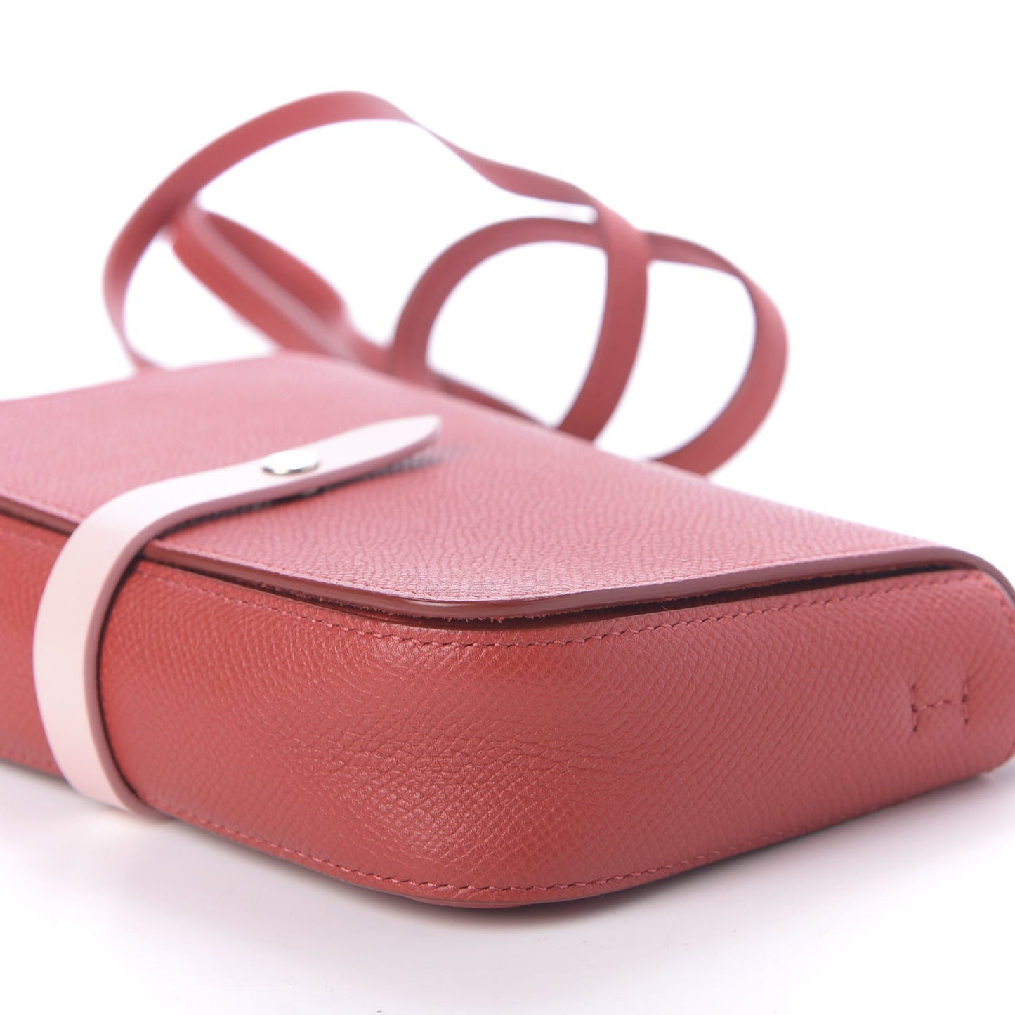 Grained Shiny Calfskin Strap Clutch Scarlet
