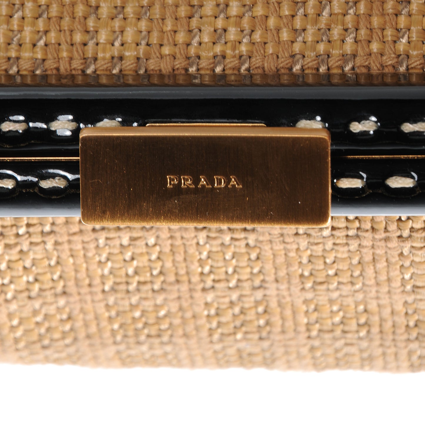 Straw Crocodile Woven Semitracolla Frame Bag Tabacco Naturale