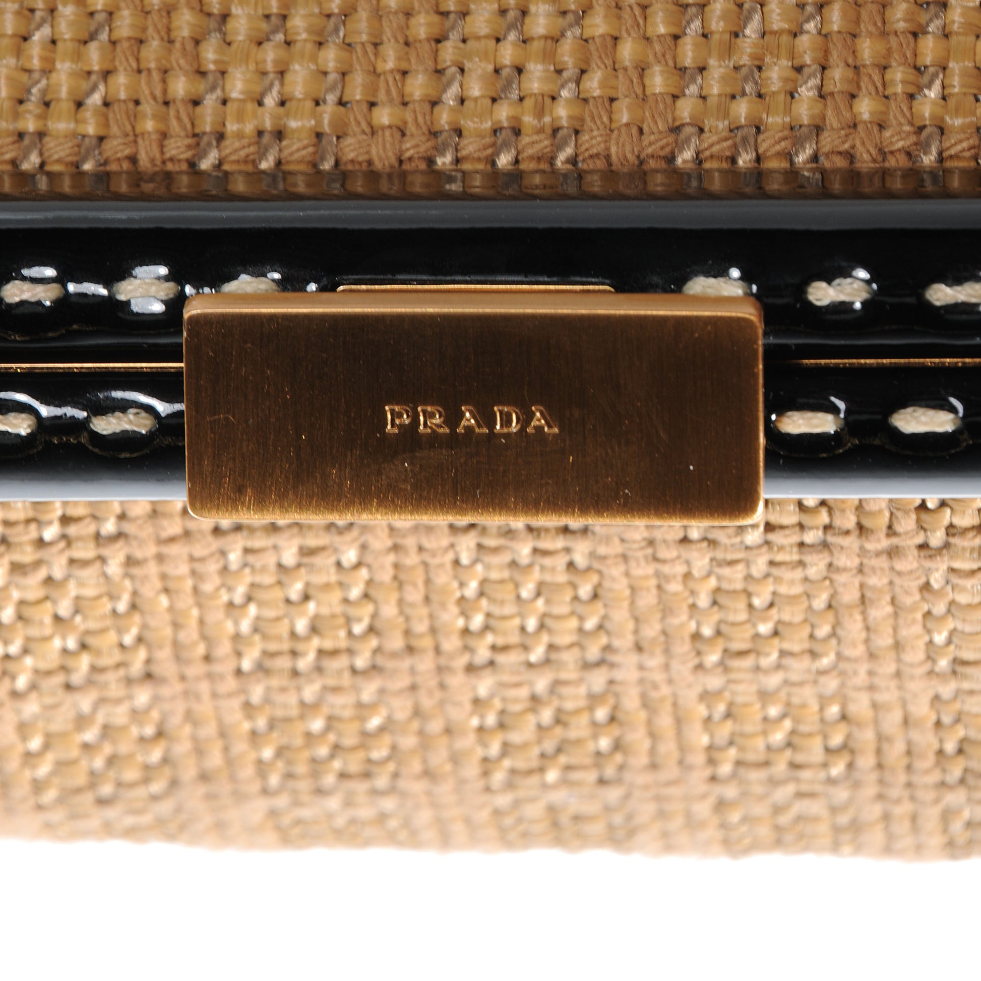 Prada Straw Crocodile Woven Semitracolla Frame Bag Tabacco Naturale 9 of 9