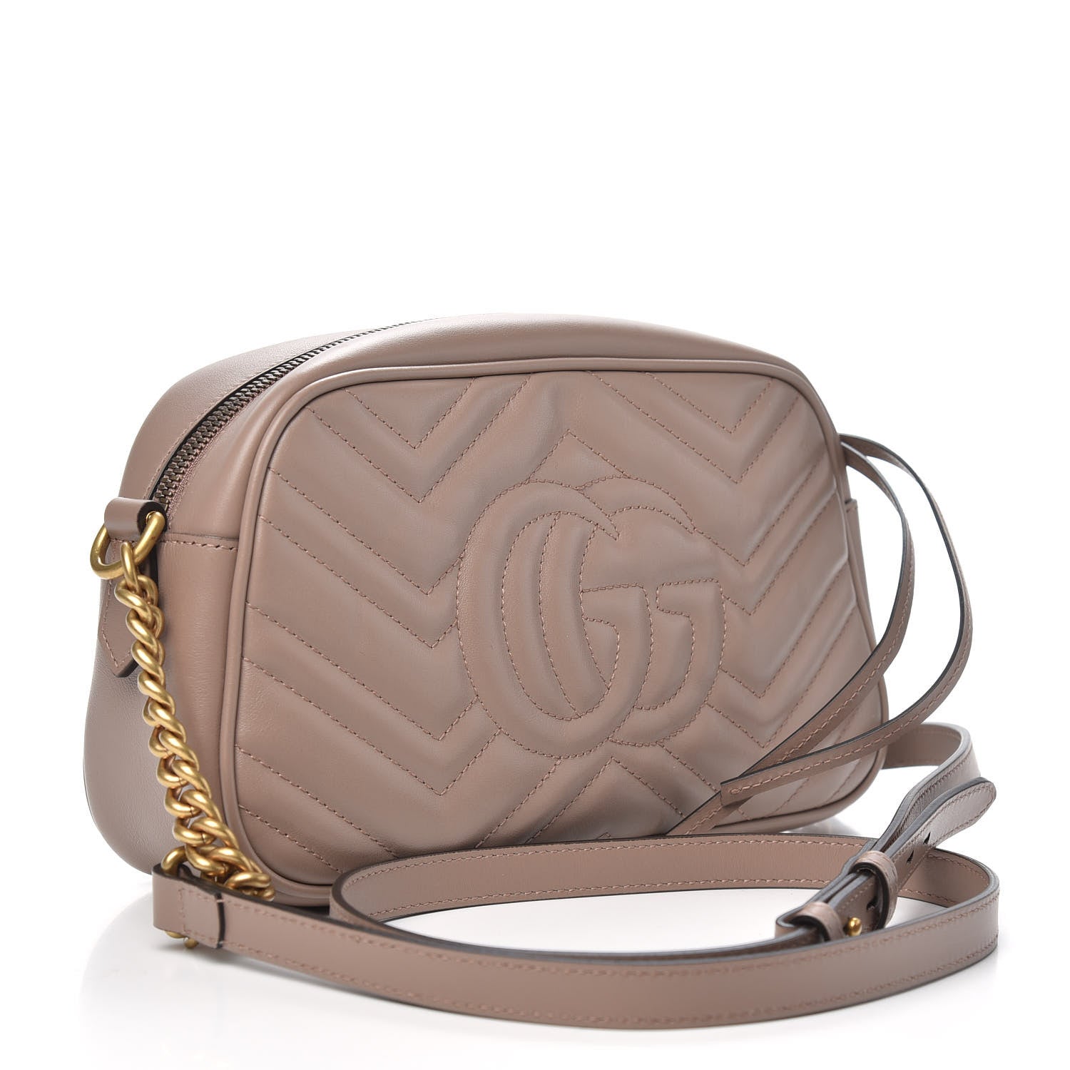 Gucci Calfskin Matelasse Small GG Marmont Chain Shoulder Bag Porcelain Rose 3 of 11