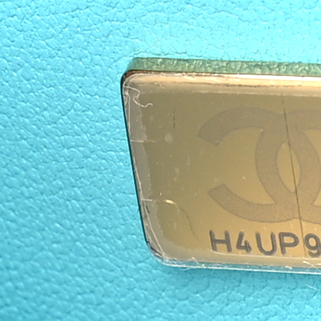 Chanel Wool Tweed Quilted Mini Rectangular Flap Turquoise Light Blue 7 of 11