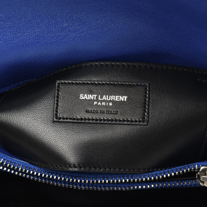 Saint Laurent Sheepskin Matelasse Chevron Monogram Medium College Bag Outremer 6 of 12