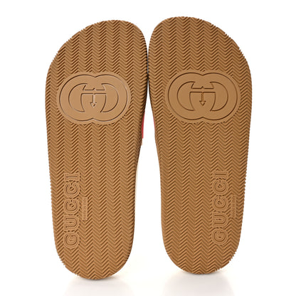 Gucci Rubber Web Womens Interlocking G Slide Sandals 41 Mystic White Green Red 5 of 7