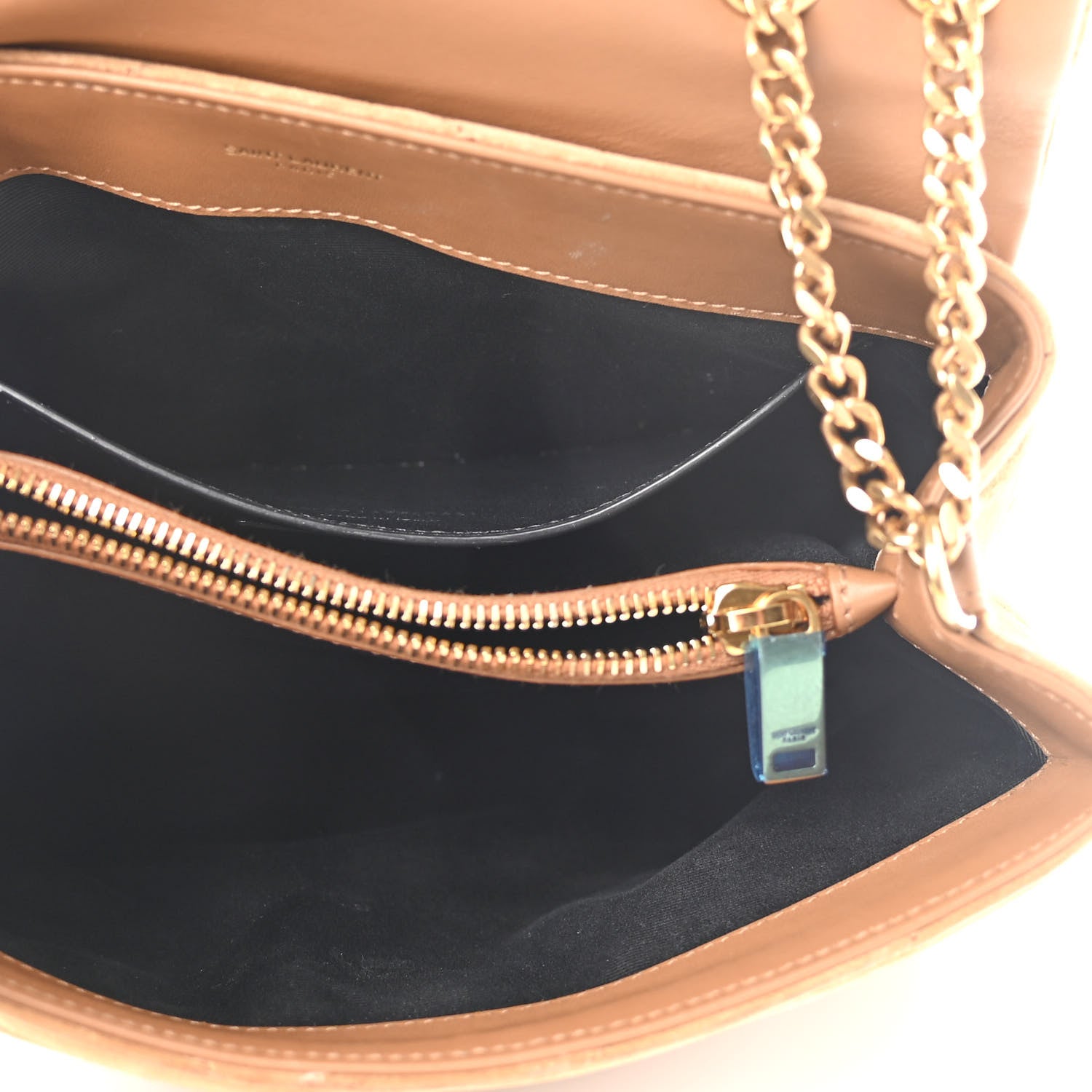 Saint Laurent Suede Calfskin Y Quilted Monogram Small Loulou Chain Satchel Cinnamon 5 of 13